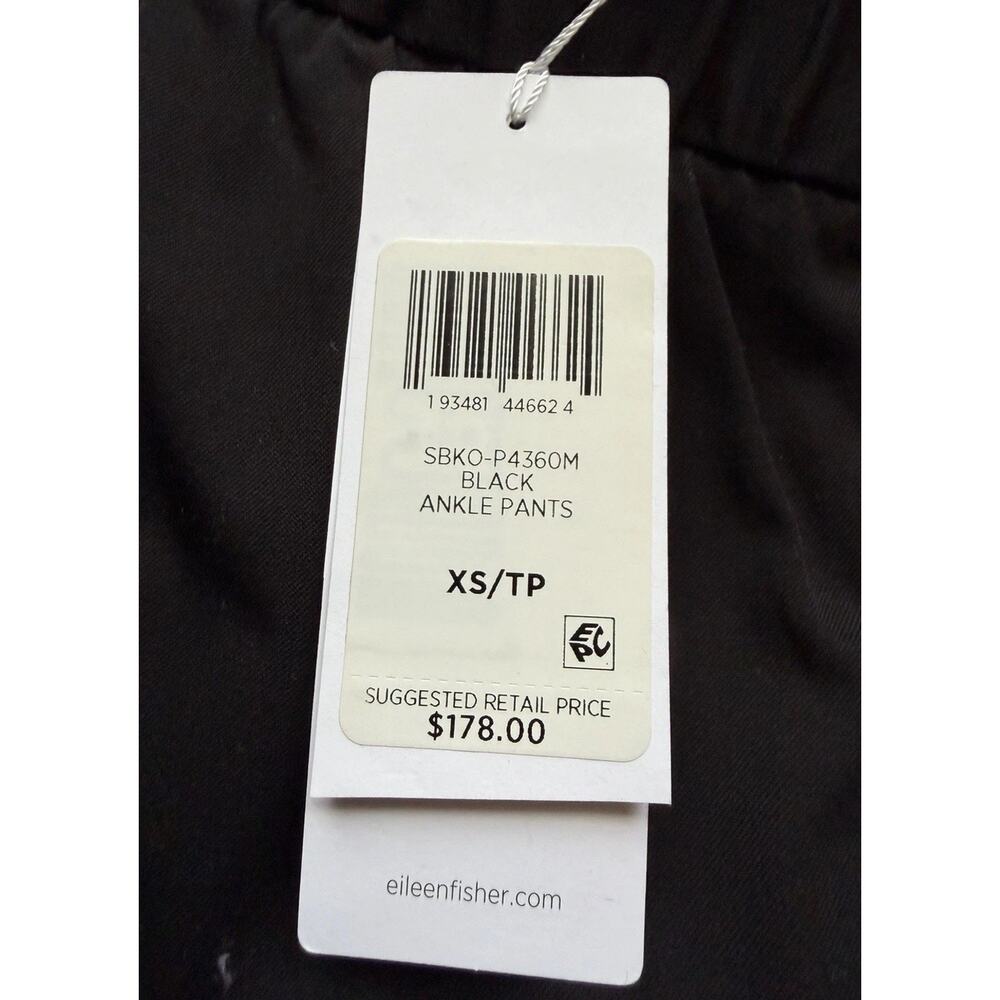 Eileen Fisher Black Stretch Twill Ankle Pants XSP Petite Pull On NWT Classic - Picture 15 of 16